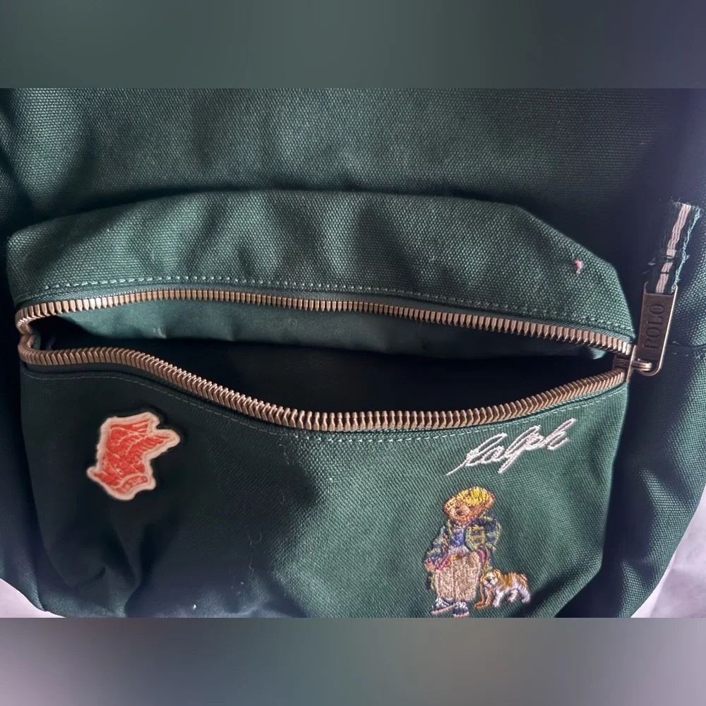 Polo Ralph Lauren Green Logo Bear Patch Backpack